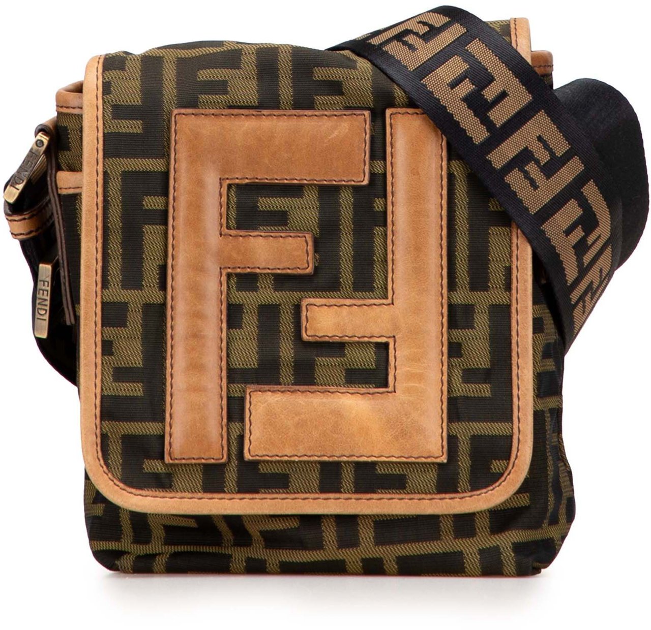 Fendi Mini FF Zucca Canvas Crossbody Bruin