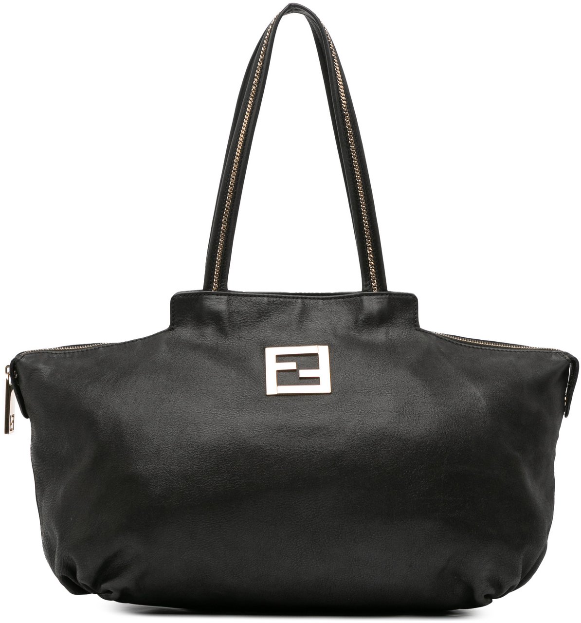 Fendi Medium Nubuck Chains Tote Zwart