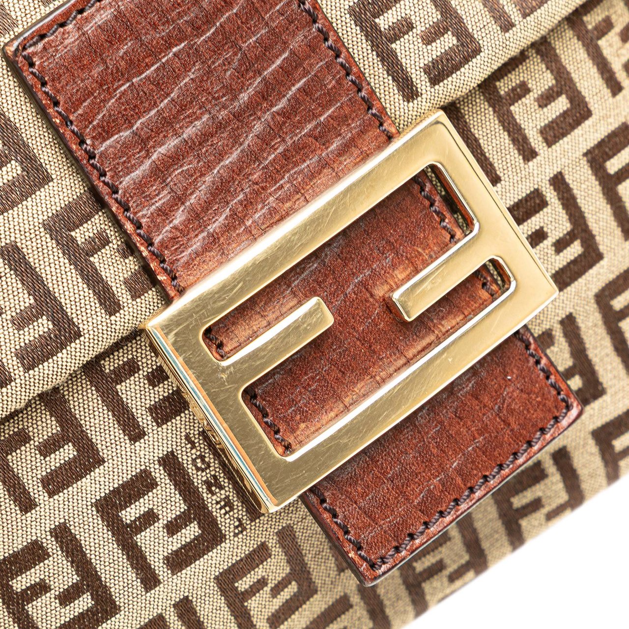 Fendi Zucchino Canvas Crossbody Bruin