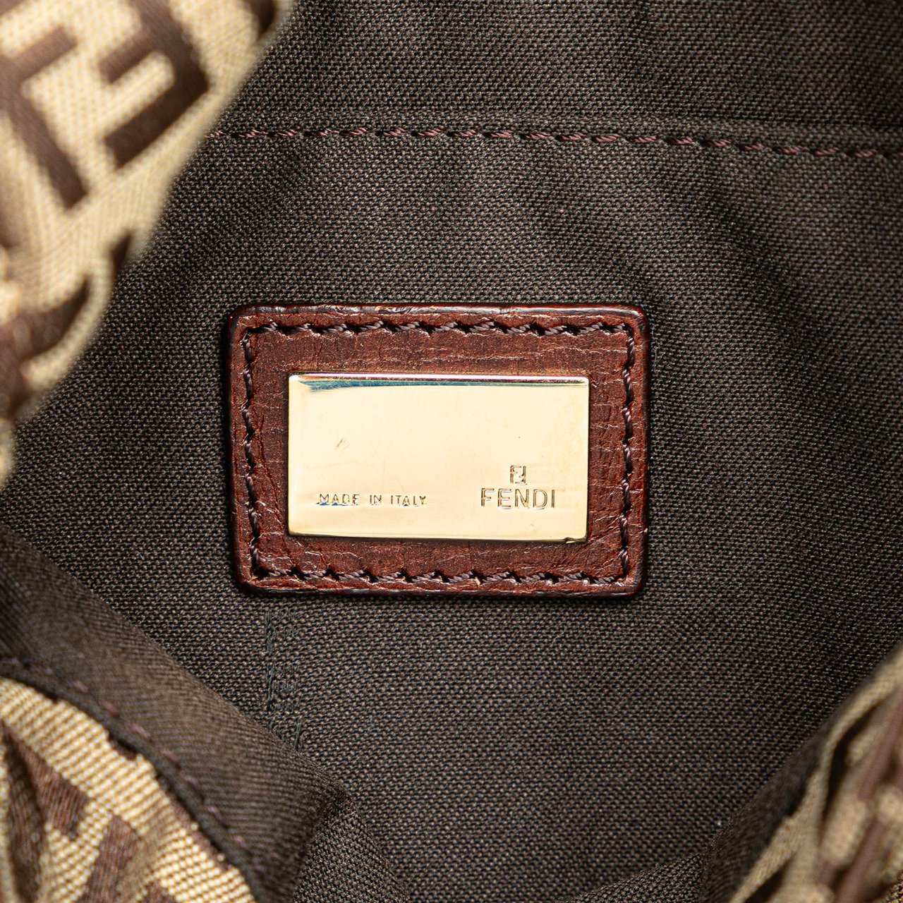 Fendi Zucchino Canvas Crossbody Bruin