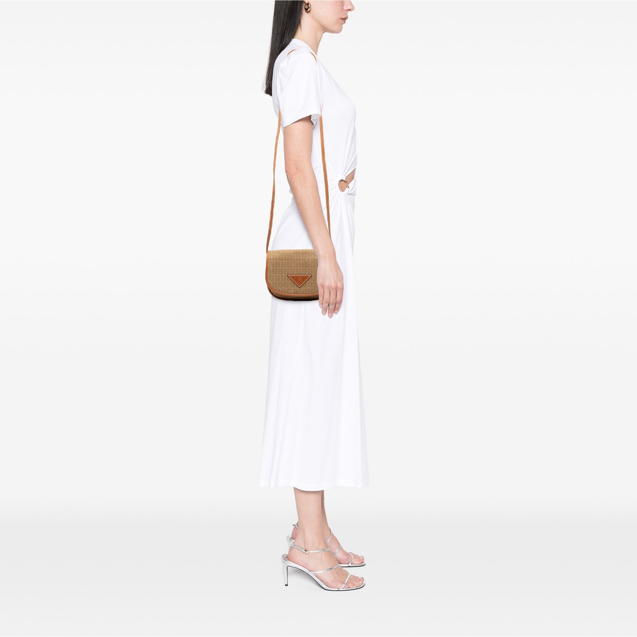 Fendi Mini Zucchino Canvas Crossbody Bruin