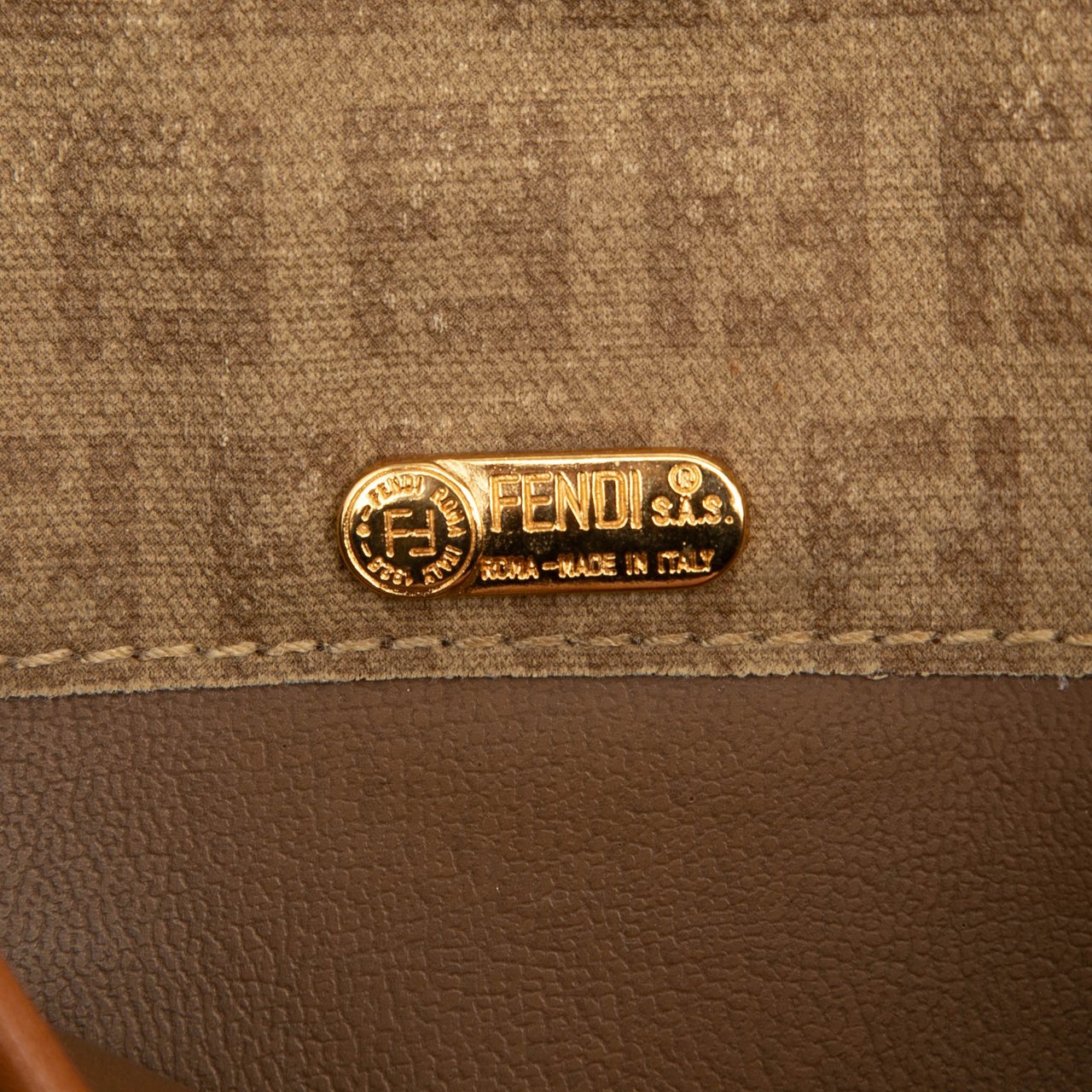 Fendi Mini Zucchino Canvas Crossbody Bruin