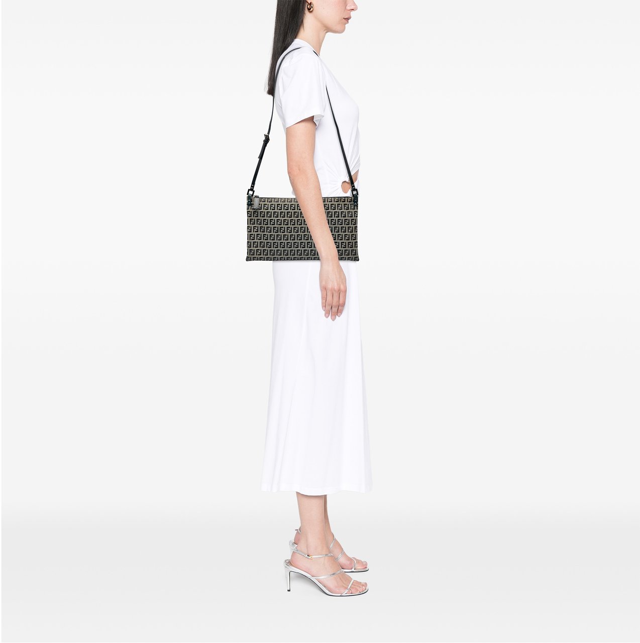 Fendi Zucchino Canvas Crossbody Grijs