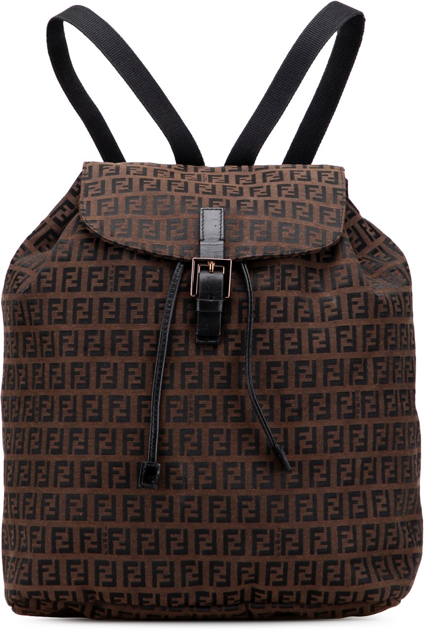 Fendi Zucchino Canvas Backpack Bruin