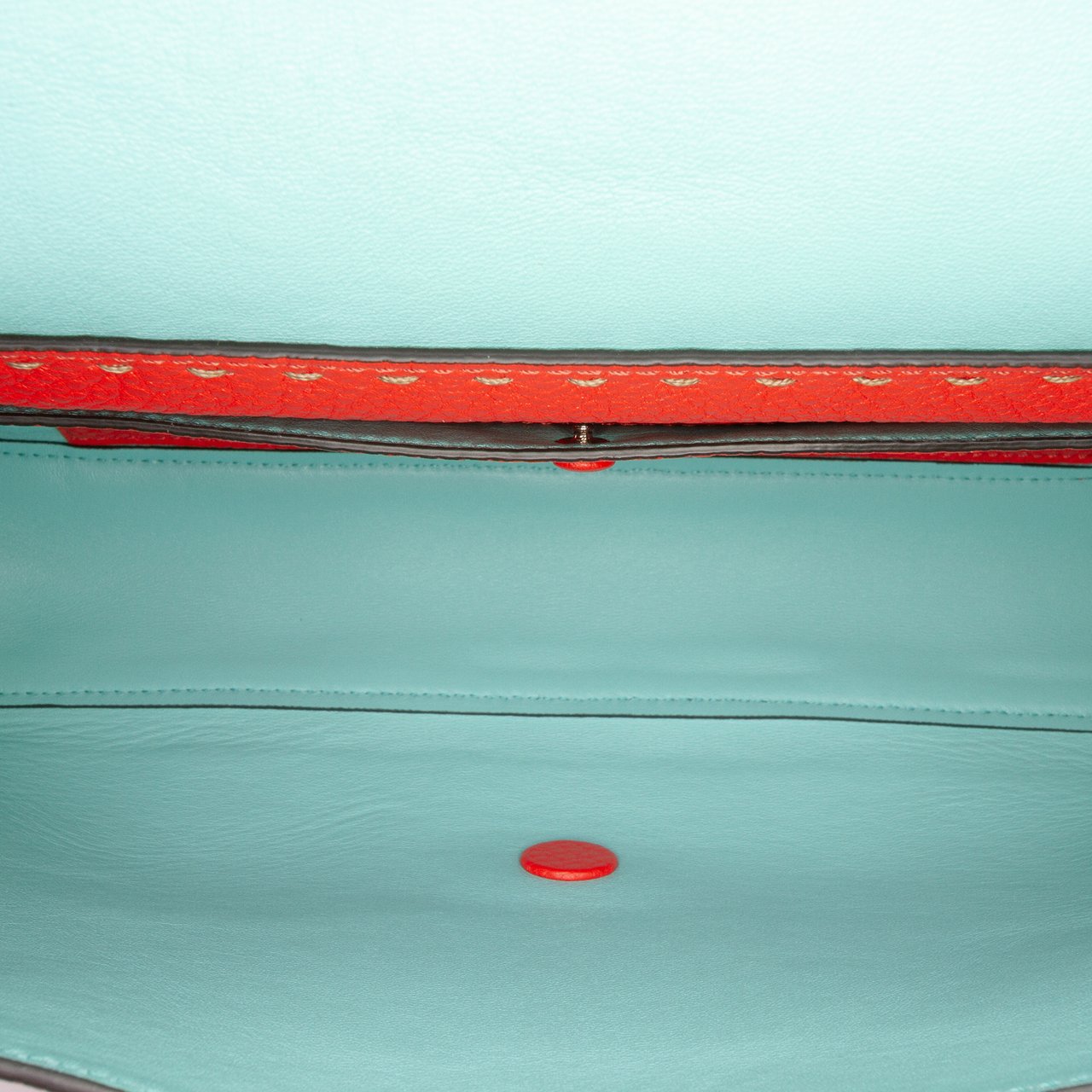 Fendi Large Leather Selleria Baguette Satchel Oranje