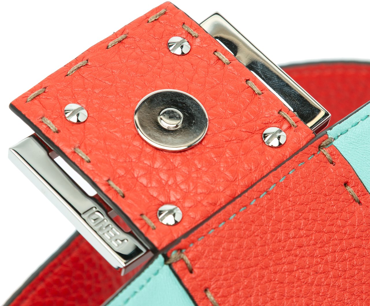Fendi Large Leather Selleria Baguette Satchel Oranje