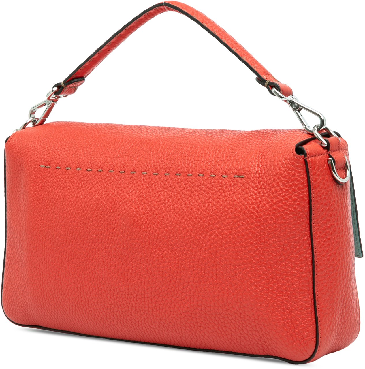 Fendi Large Leather Selleria Baguette Satchel Oranje