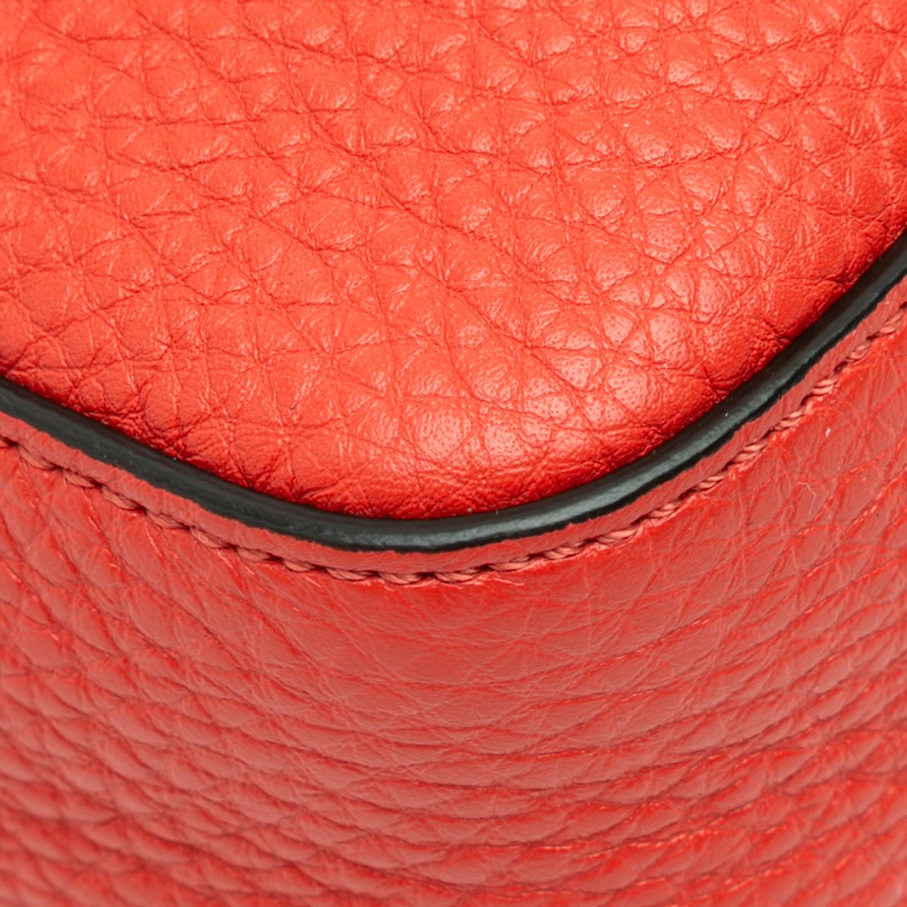 Fendi Large Leather Selleria Baguette Satchel Oranje