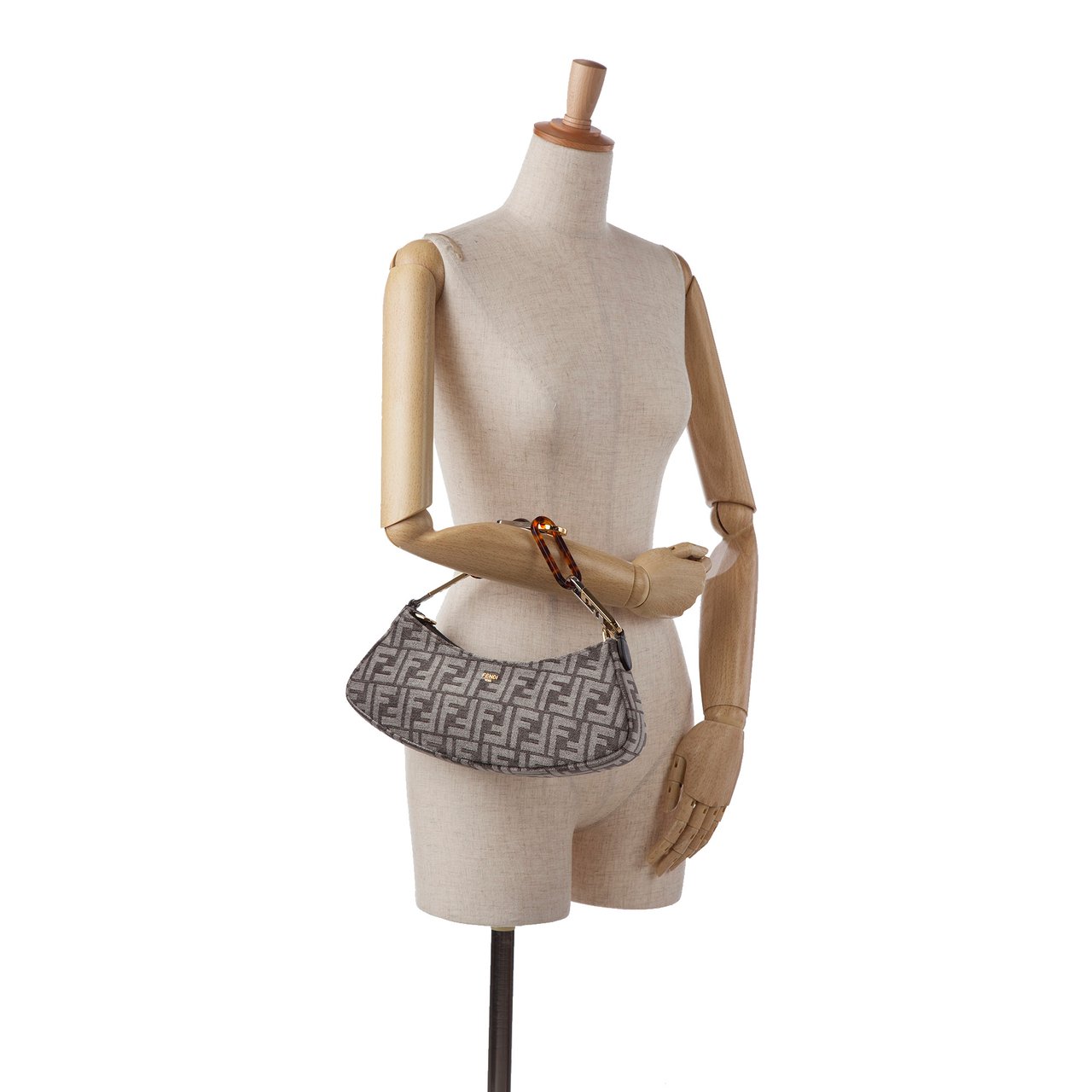 Fendi Zucca O'lock Swing Satchel Grijs