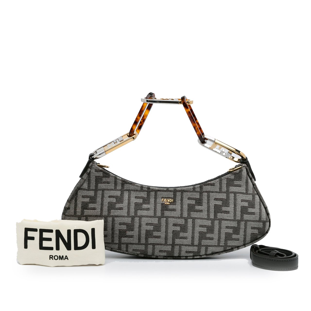 Fendi Zucca O'lock Swing Satchel Grijs