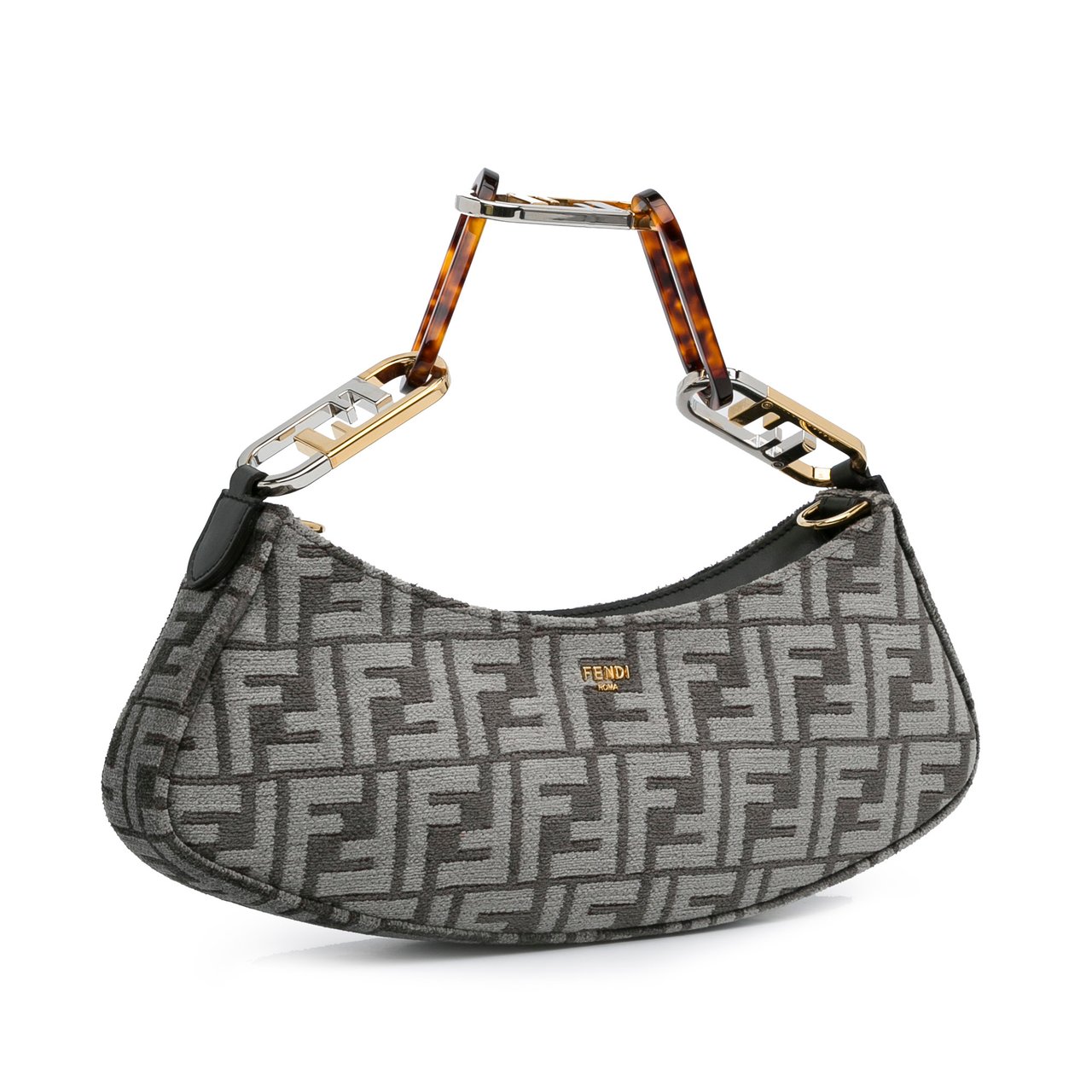 Fendi Zucca O'lock Swing Satchel Grijs