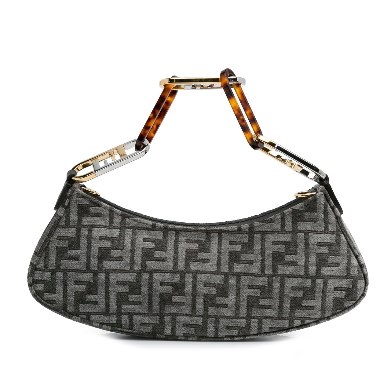 Fendi Zucca O'lock Swing Satchel Grijs