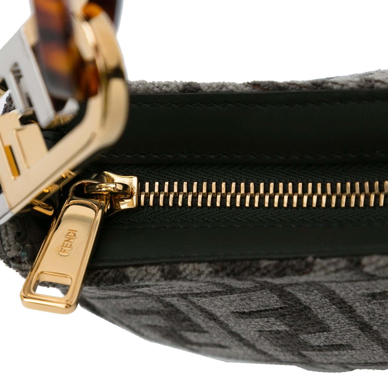 Fendi Zucca O'lock Swing Satchel Grijs