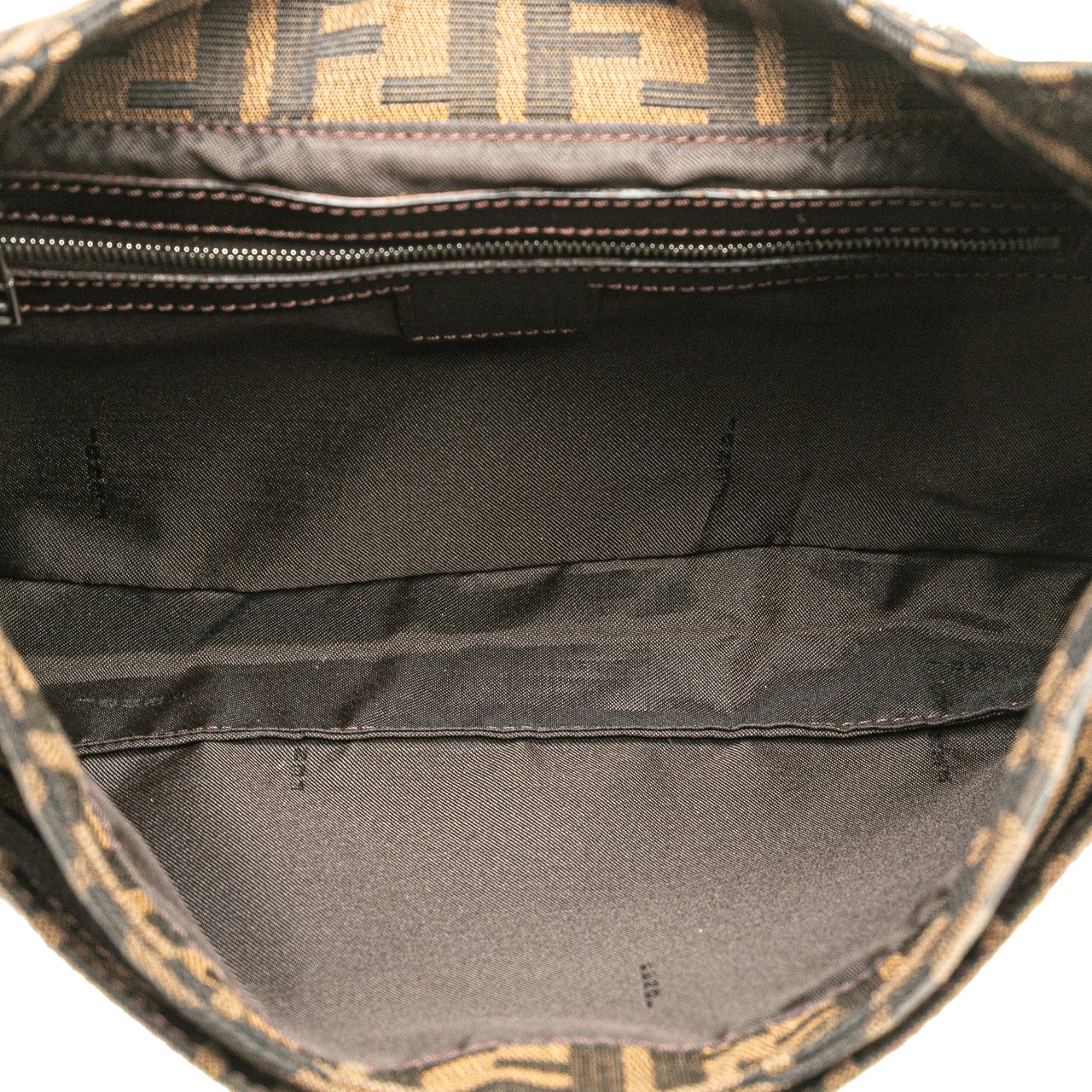 Fendi Zucca Canvas Shoulder Bag Bruin