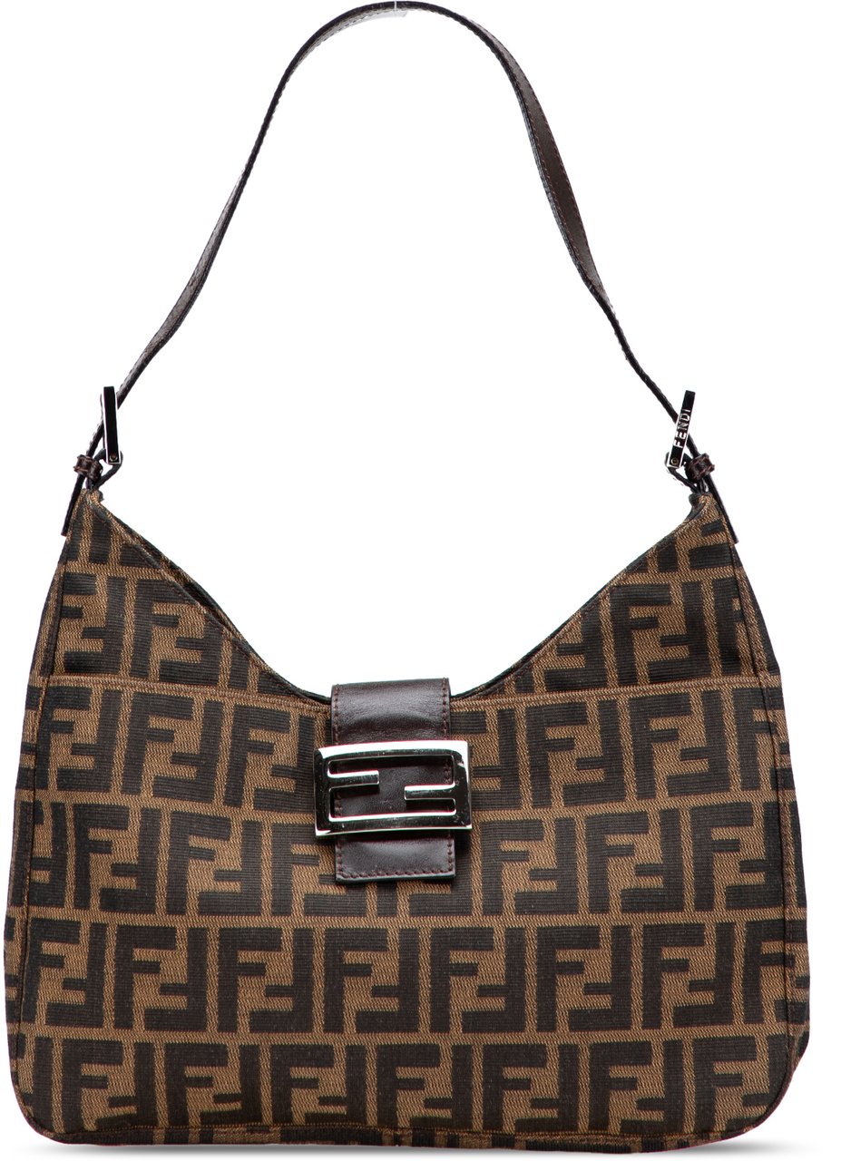 Fendi Zucca Canvas Shoulder Bag Bruin