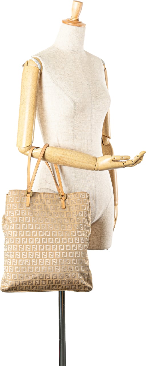 Fendi Zucchino Canvas Tote Bruin