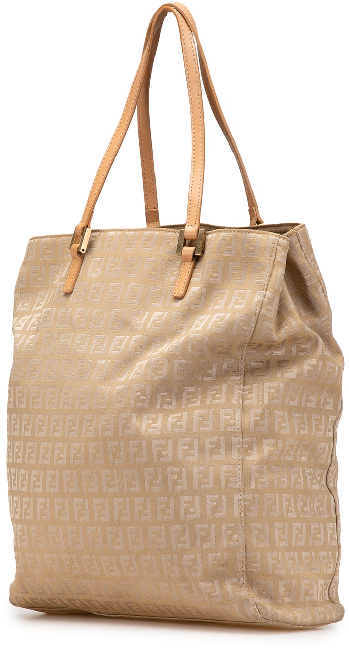 Fendi Zucchino Canvas Tote Bruin