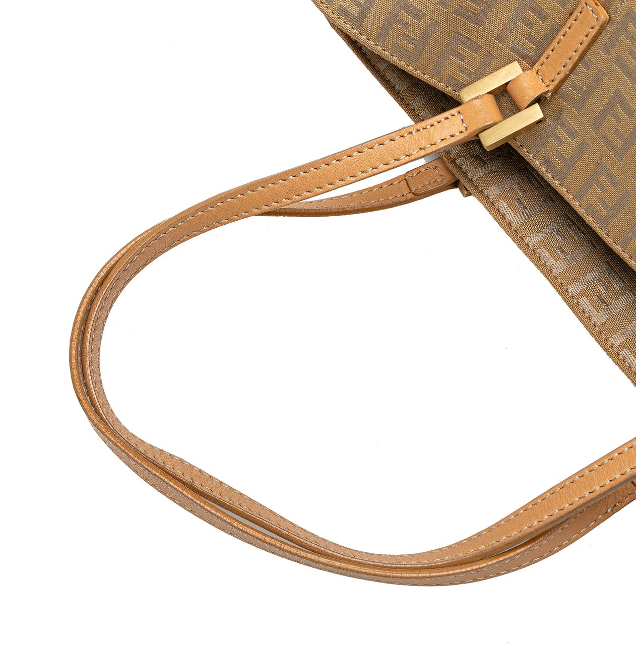 Fendi Zucchino Canvas Tote Bruin