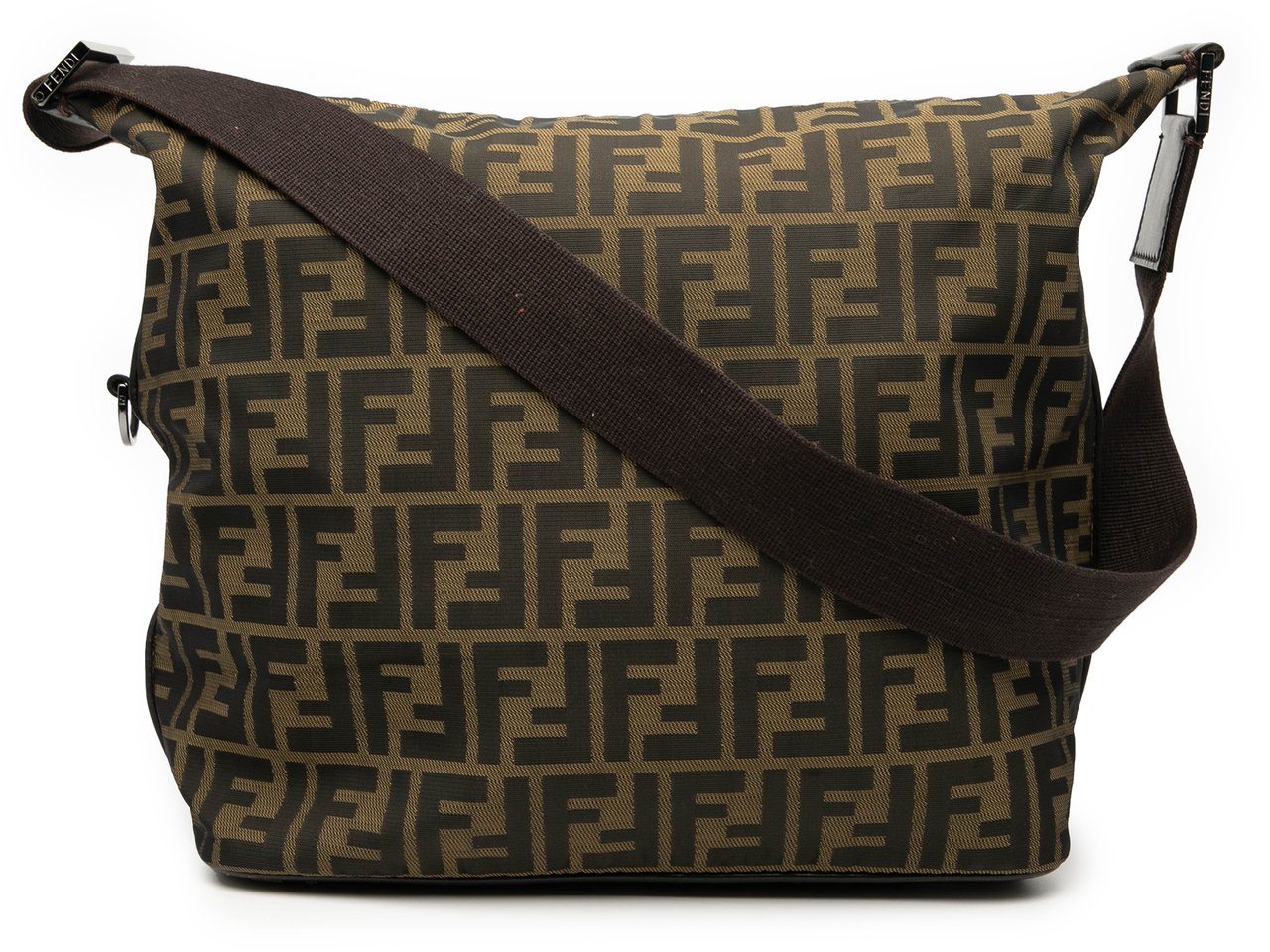 Fendi Zucca Canvas Shoulder Bag Bruin