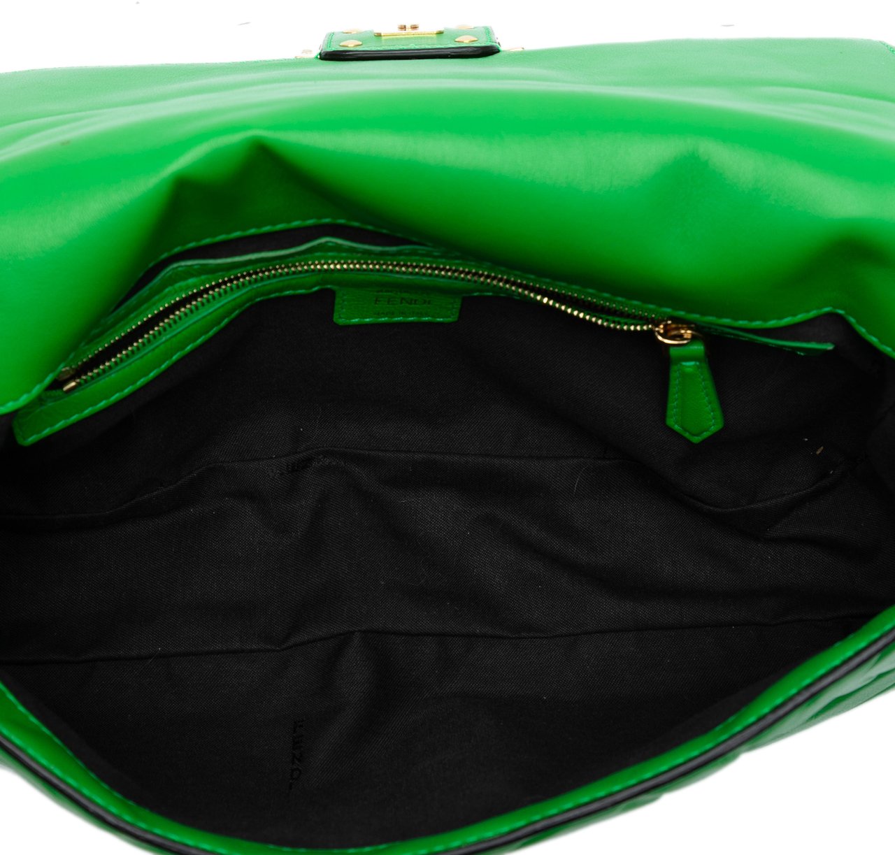 Fendi Zucca Embossed Leather Baguette Satchel Groen