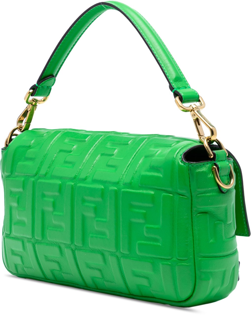 Fendi Zucca Embossed Leather Baguette Satchel Groen