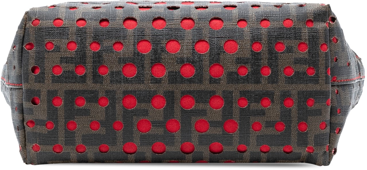 Fendi Small Perforated Zucca Spalmati Roll Tote Bruin