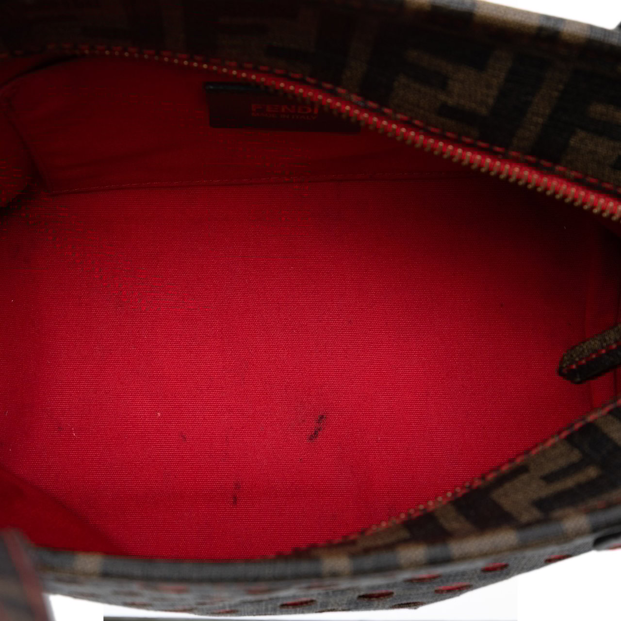 Fendi Small Perforated Zucca Spalmati Roll Tote Bruin