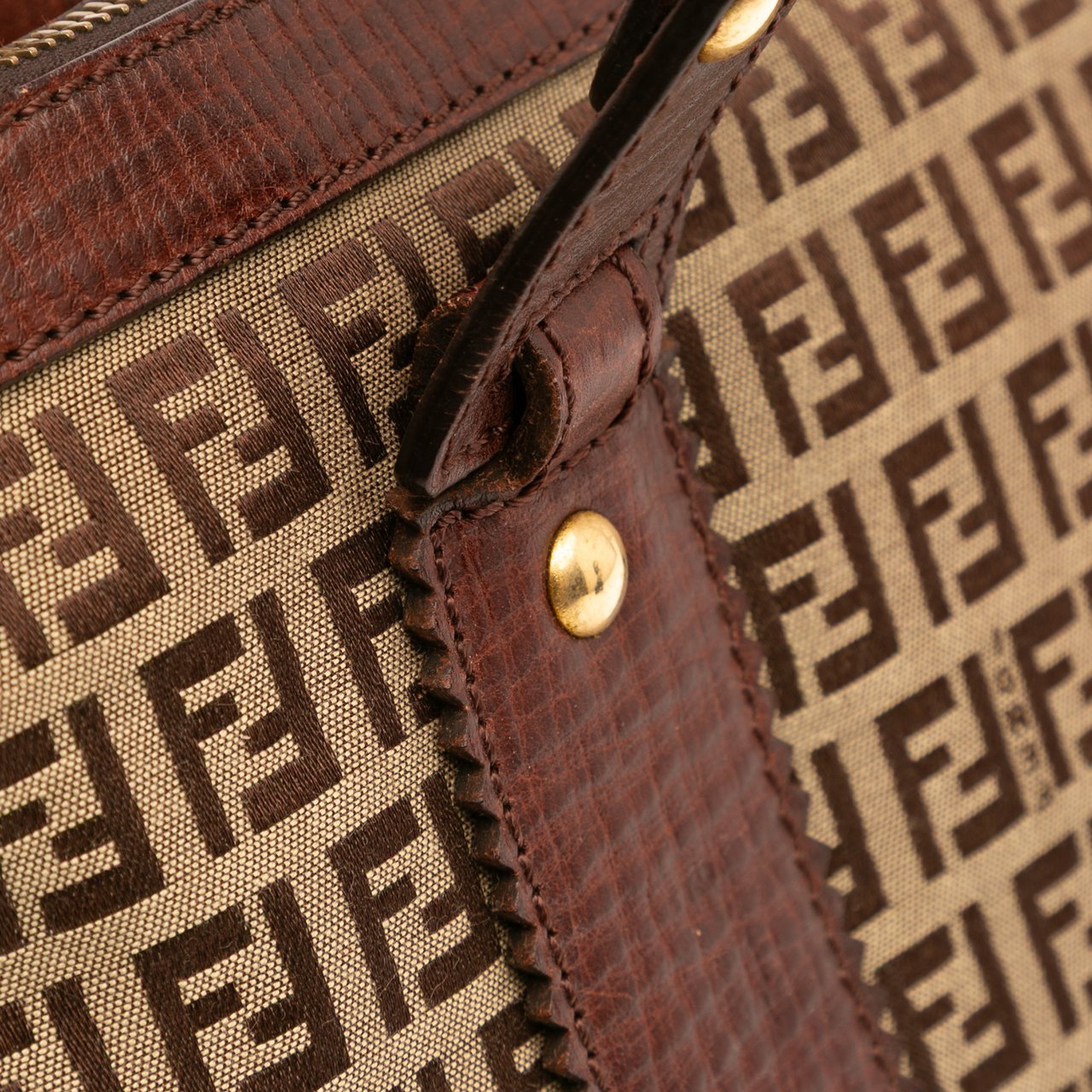Fendi Zucchino Canvas Tote Bruin