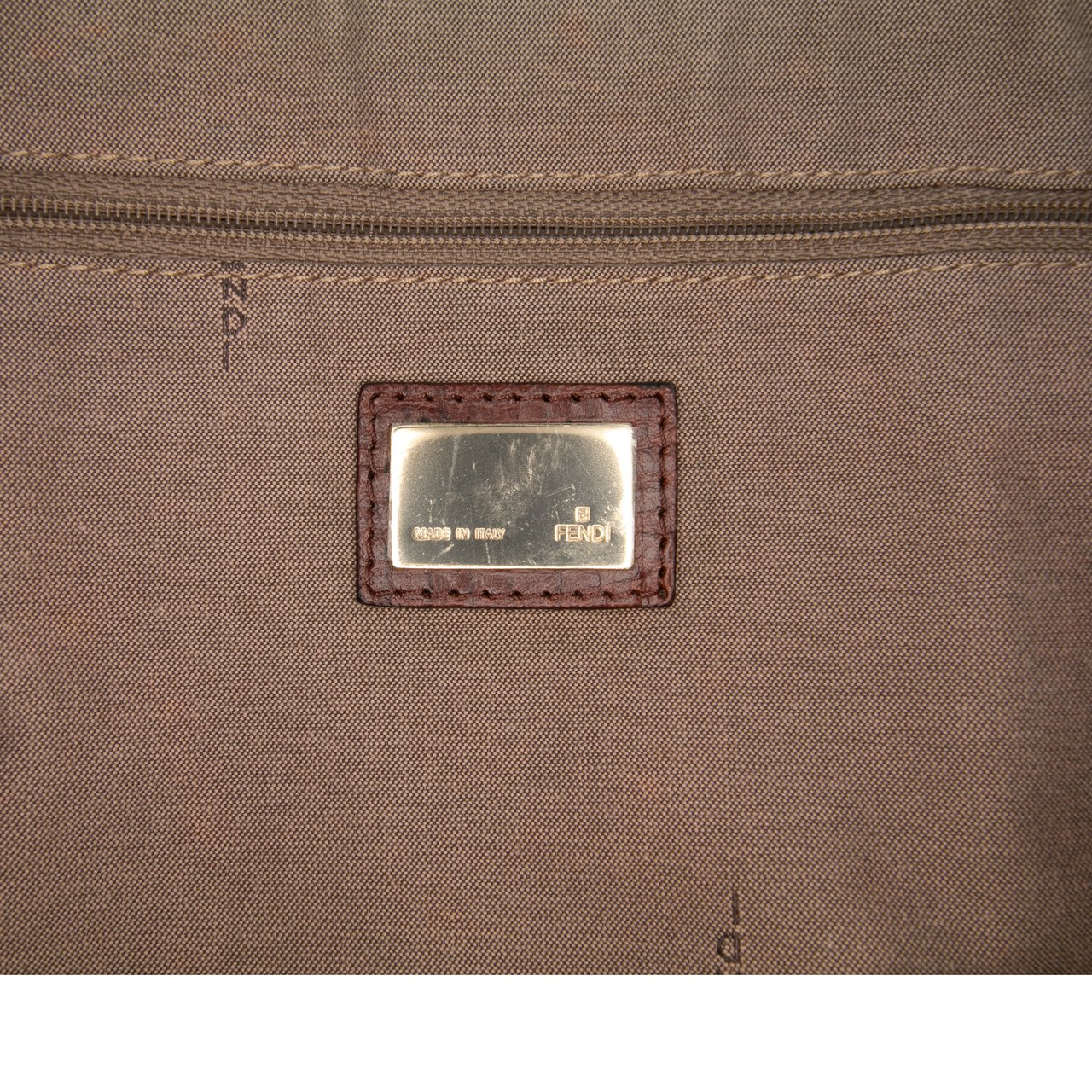 Fendi Zucchino Canvas Tote Bruin
