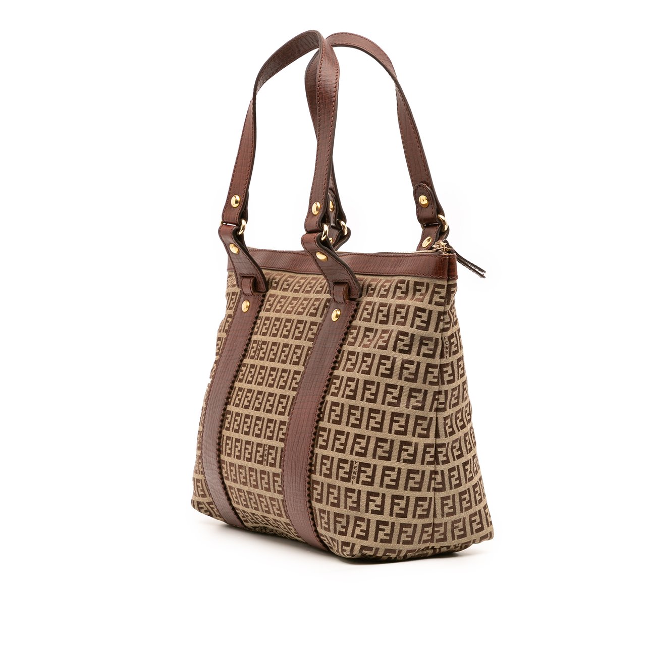 Fendi Zucchino Canvas Tote Bruin