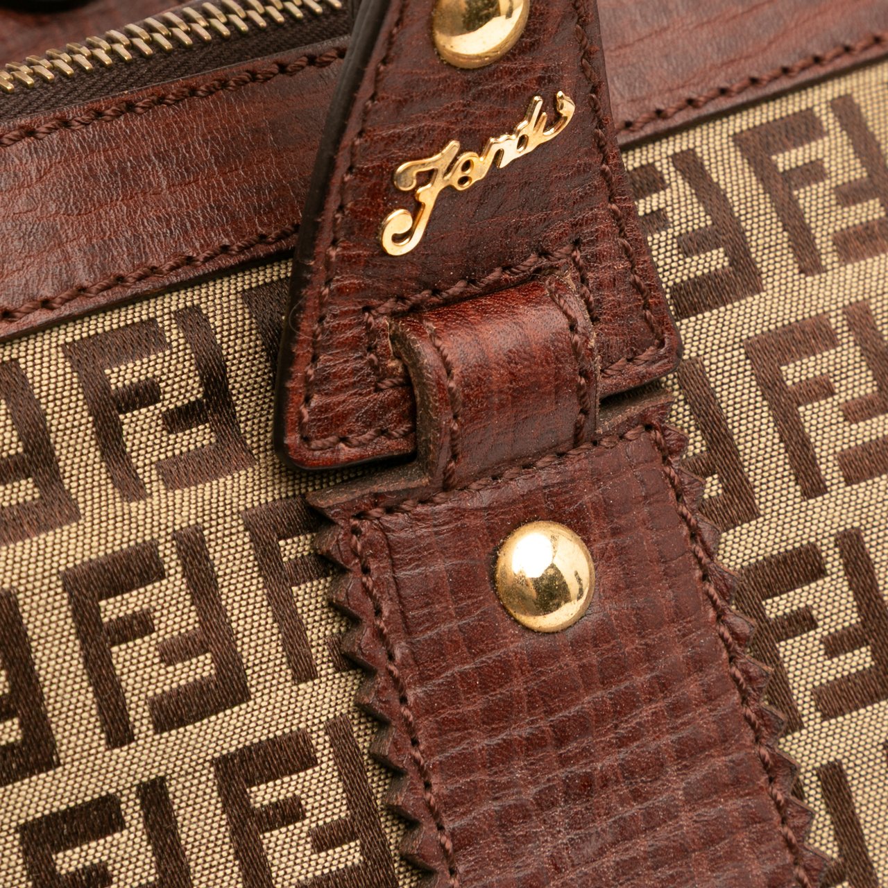 Fendi Zucchino Canvas Tote Bruin