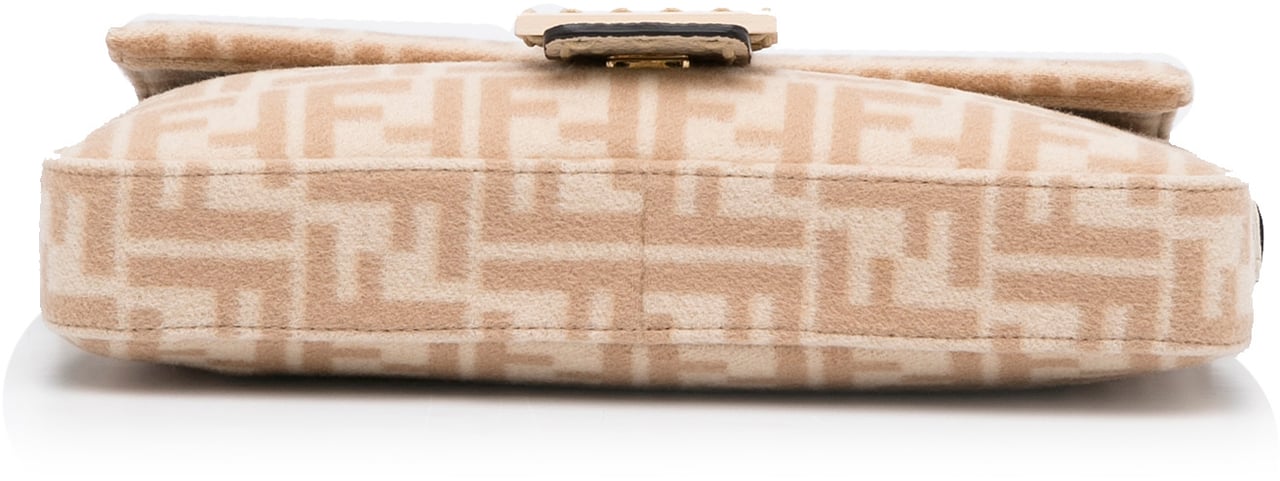 Fendi Zucca Wool Selleria Baguette Bruin