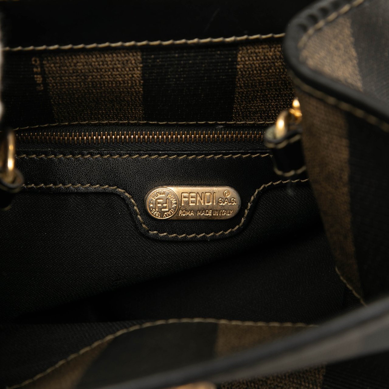Fendi Pequin Coated Canvas Sling Bag Bruin