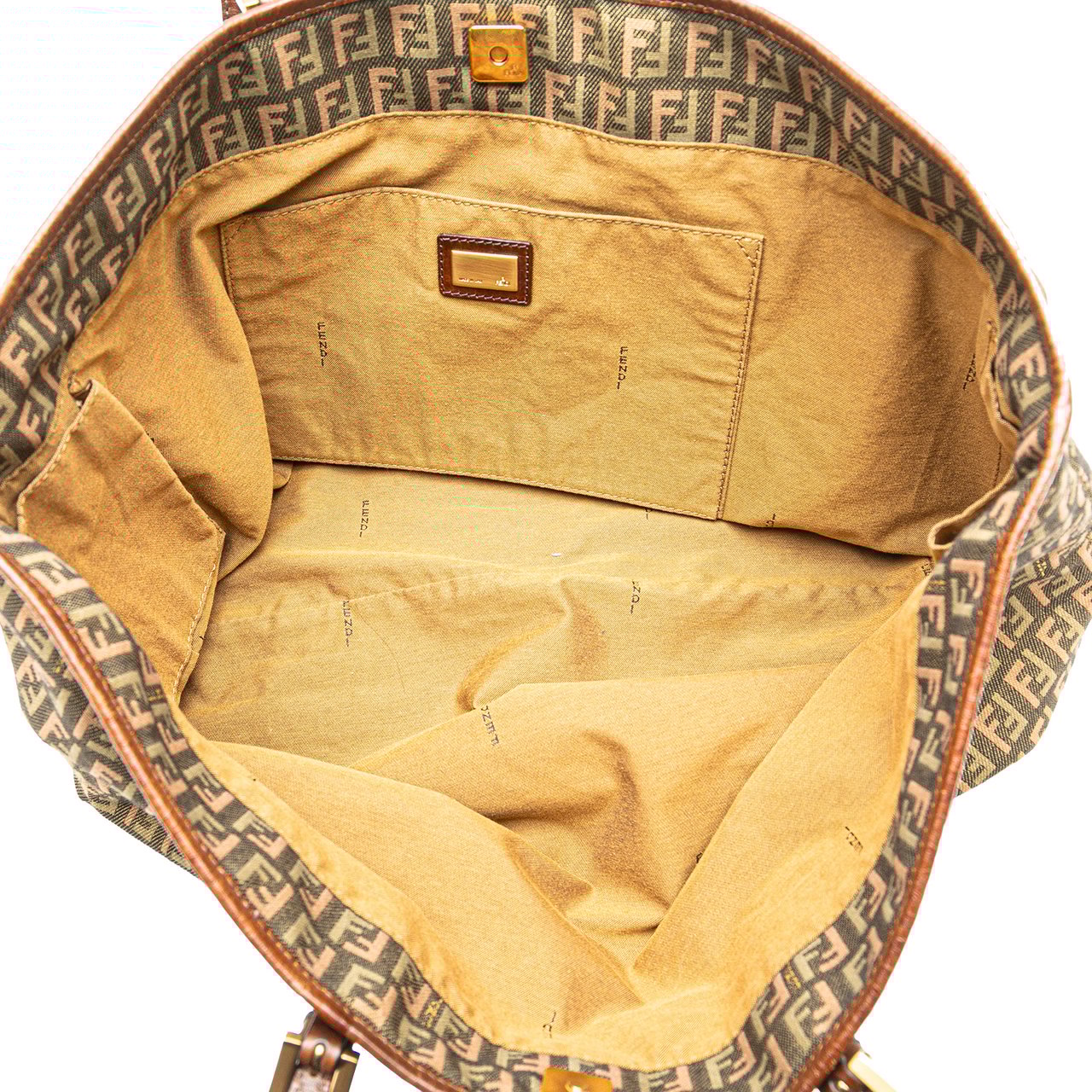 Fendi Large Zucchino Canvas Tote Bruin