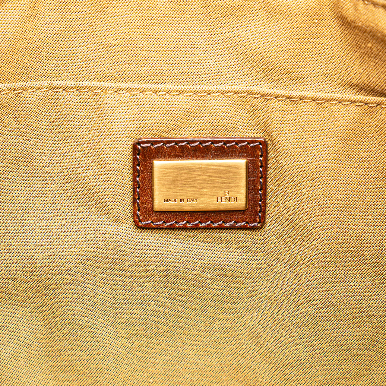 Fendi Large Zucchino Canvas Tote Bruin