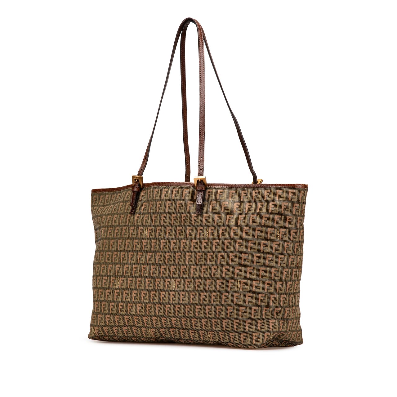 Fendi Large Zucchino Canvas Tote Bruin