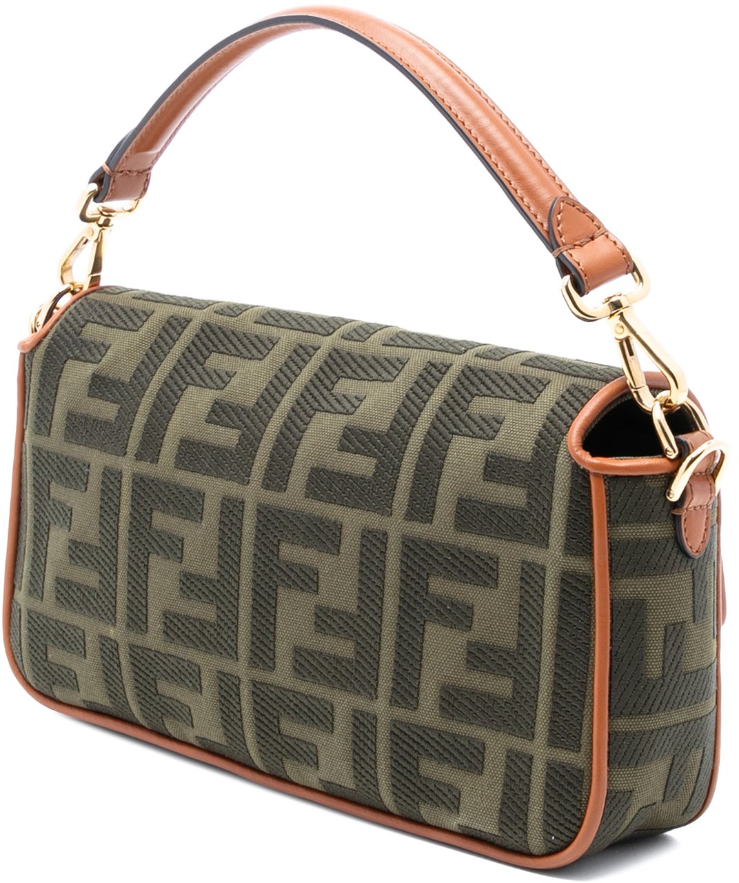 Fendi Zucca Embroidered Canvas Baguette Satchel Bruin