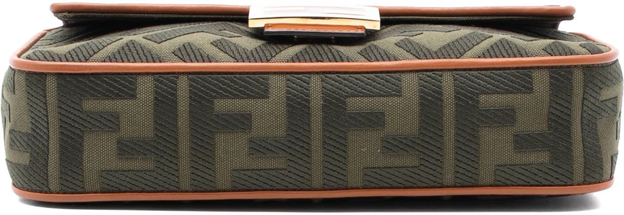 Fendi Zucca Embroidered Canvas Baguette Satchel Bruin