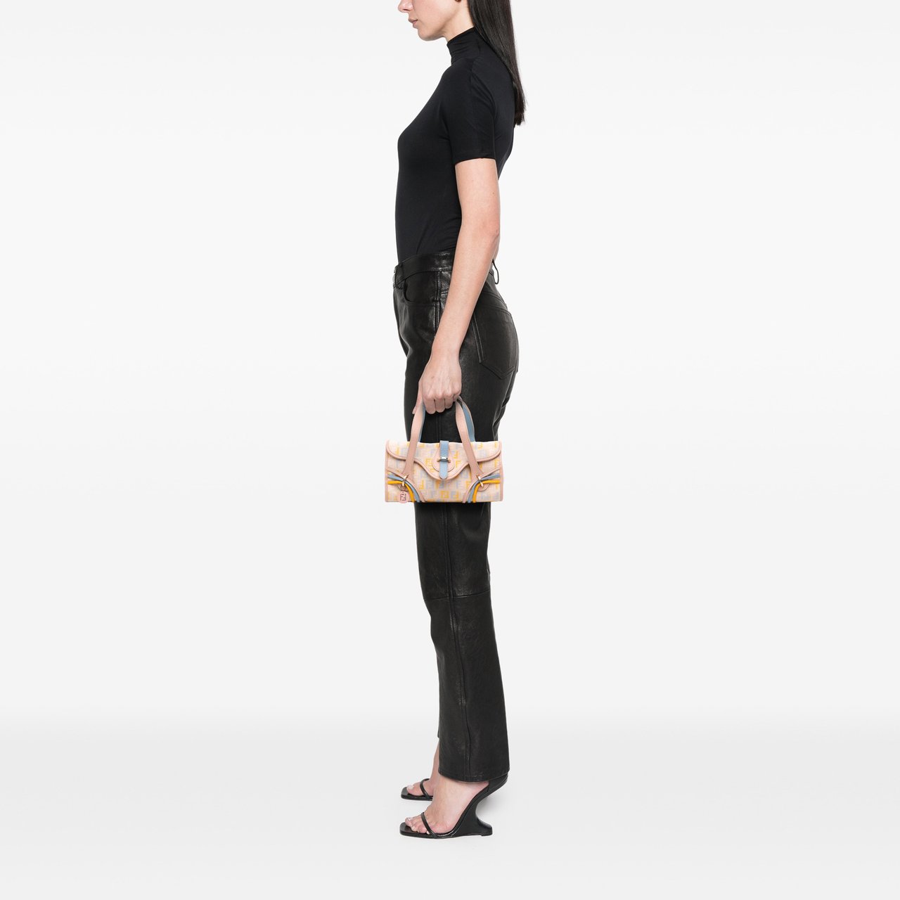 Fendi Multicolor Zucchino Canvas and Leather Charm Flap Bruin