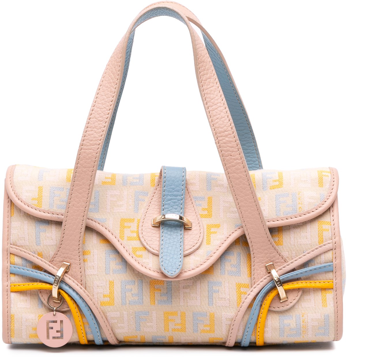 Fendi Multicolor Zucchino Canvas and Leather Charm Flap Bruin