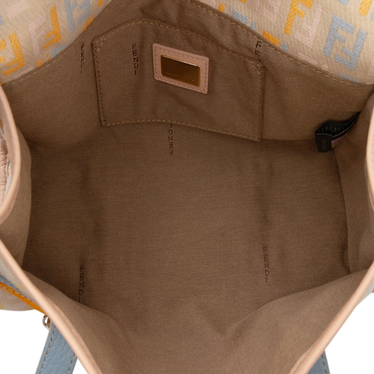Fendi Multicolor Zucchino Canvas and Leather Charm Flap Bruin