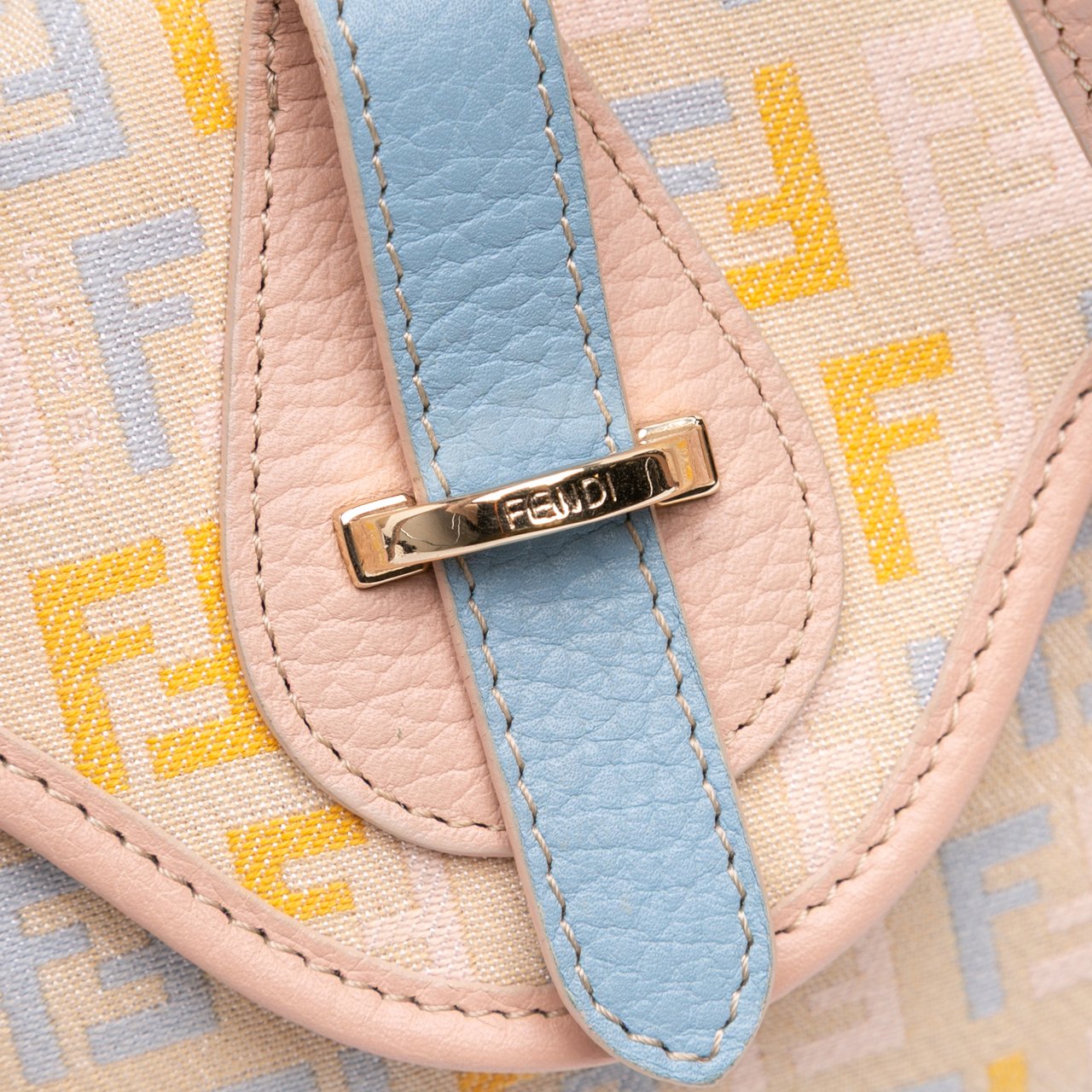Fendi Multicolor Zucchino Canvas and Leather Charm Flap Bruin