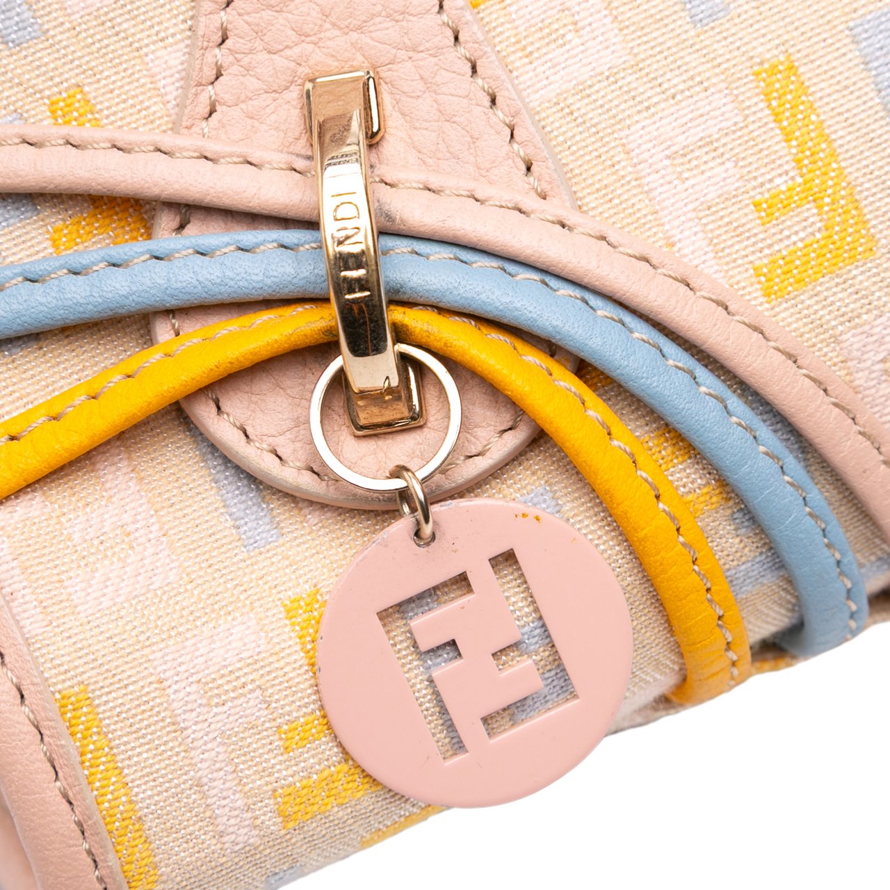 Fendi Multicolor Zucchino Canvas and Leather Charm Flap Bruin