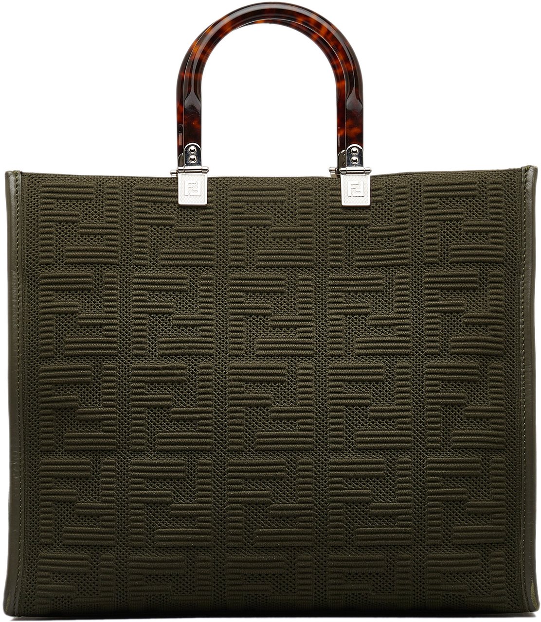 Fendi Medium Zucca Sunshine Shopper Canvas Tote Groen