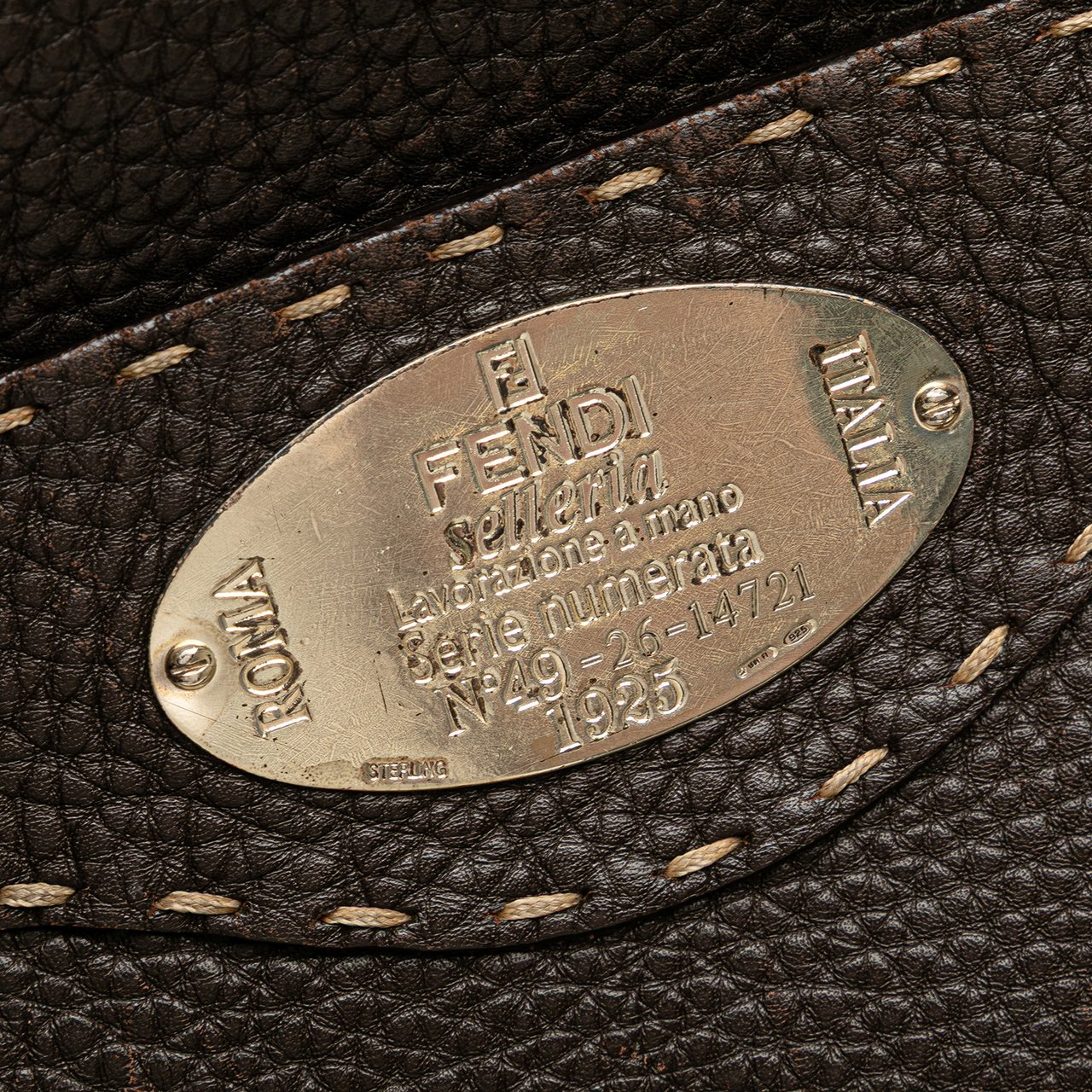 Fendi Leather Selleria Crossbody Bruin