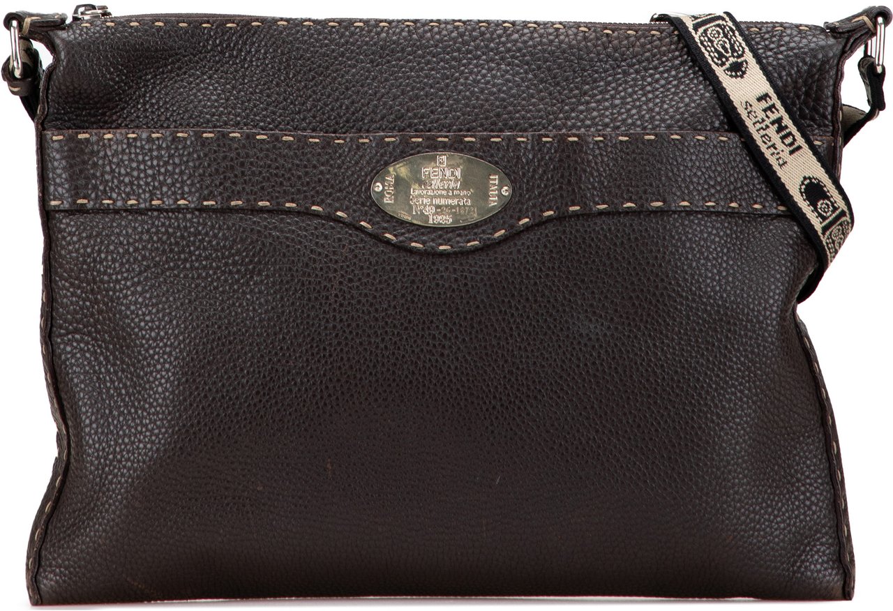 Fendi Leather Selleria Crossbody Bruin