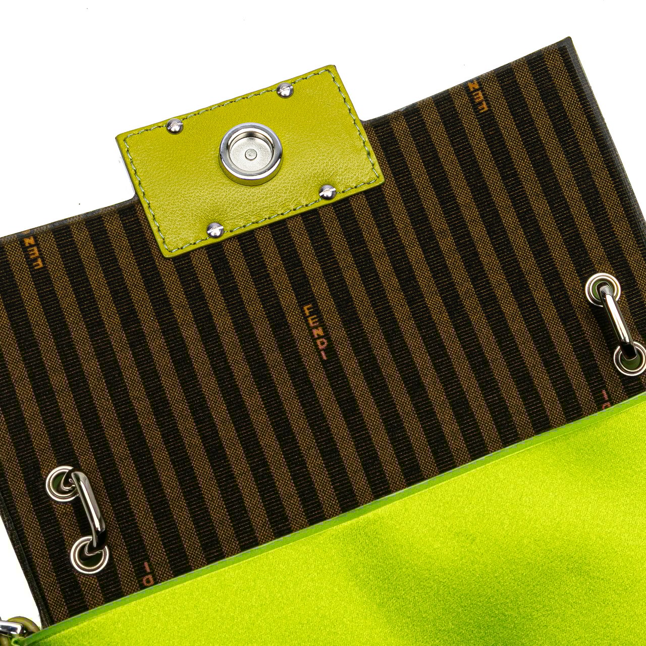 Fendi Silk Baguette Phone Pouch Satchel Groen