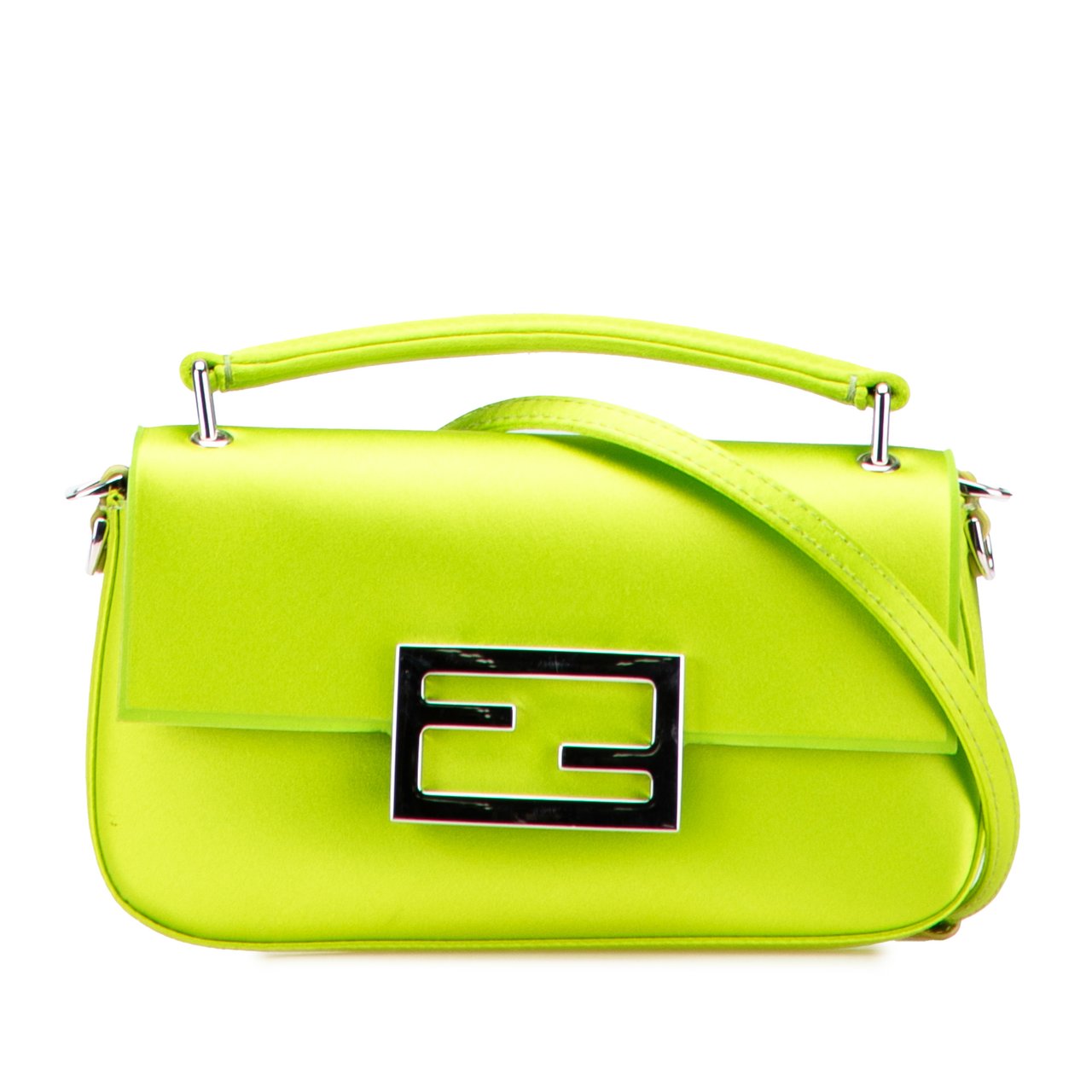 Fendi Silk Baguette Phone Pouch Satchel Groen