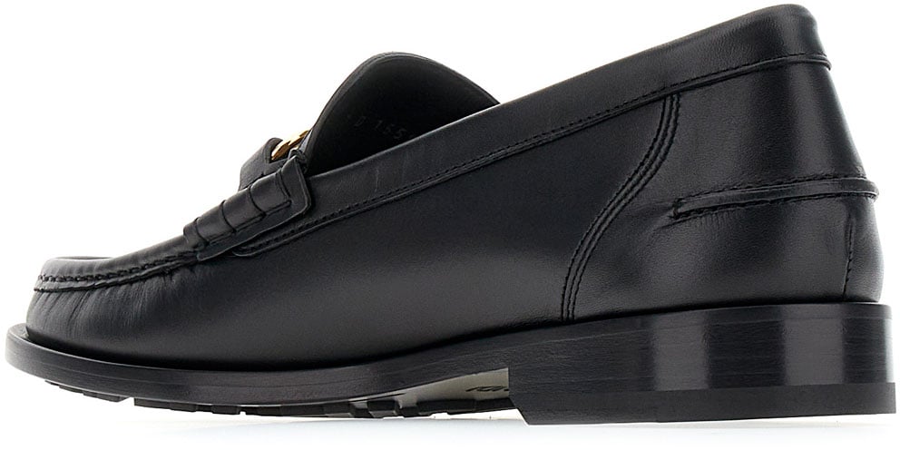 Fendi Black leather O’Lock loafers Zwart