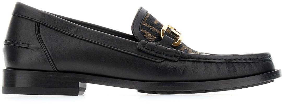 Fendi Fendi Black leather O’Lock loafers Zwart